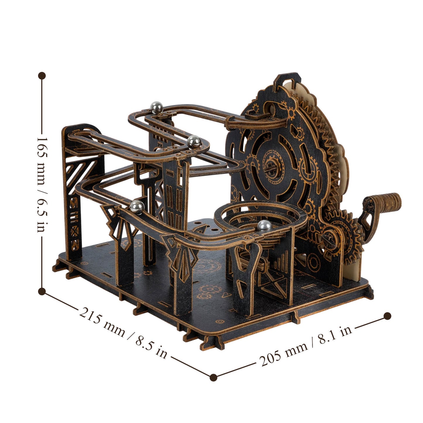 Dark Wood 3D Marble Run – DIY Wooden Puzzle Track Kit