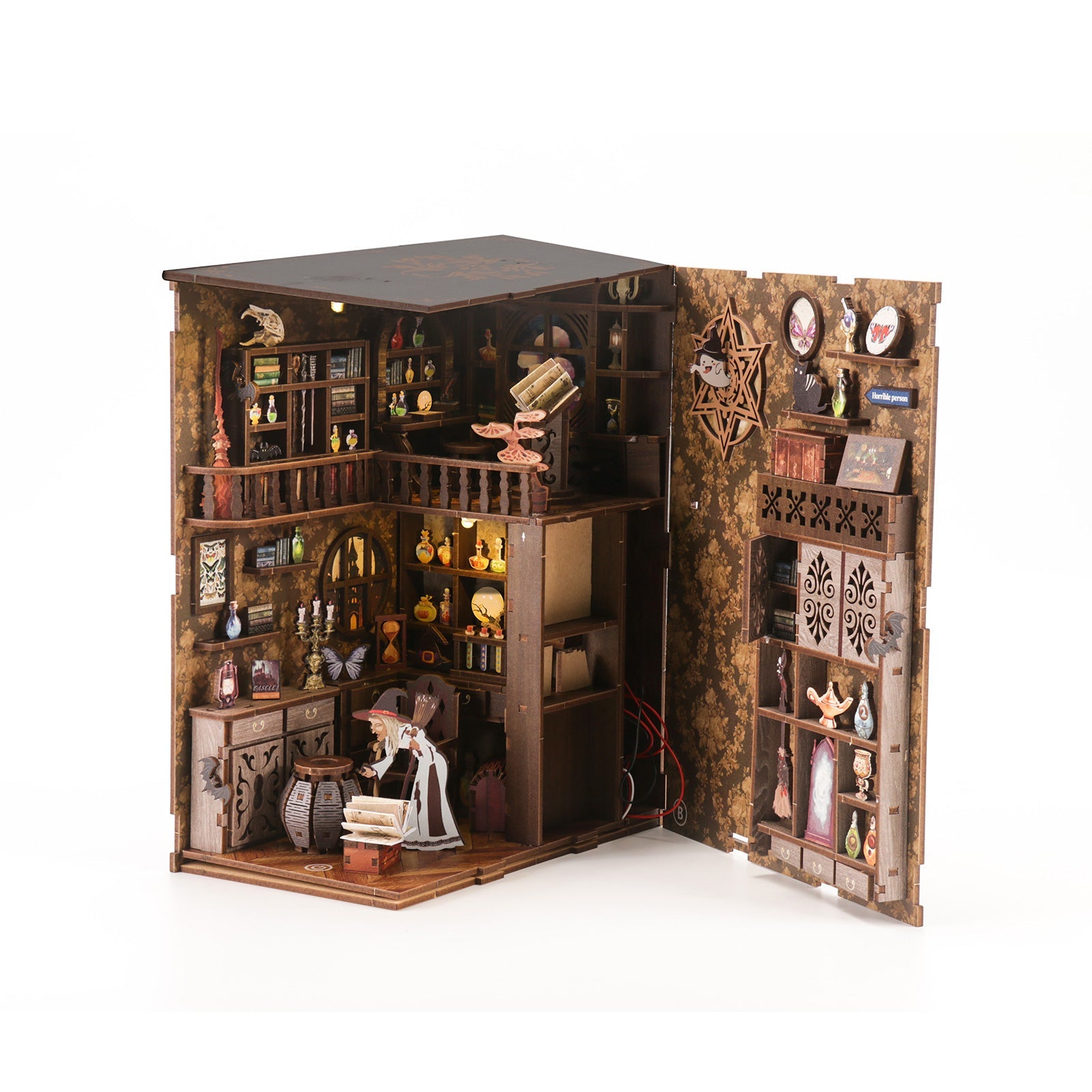 Magic Night DIY Book Nook Kit showcasing intricate wooden puzzle design with musical-themed decor and details.
