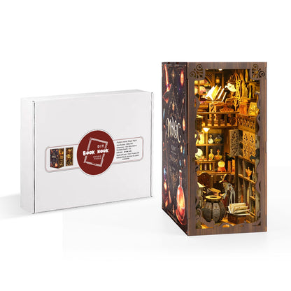 Magic Night DIY Book Nook Kit with wooden puzzle design and illuminated musical components.