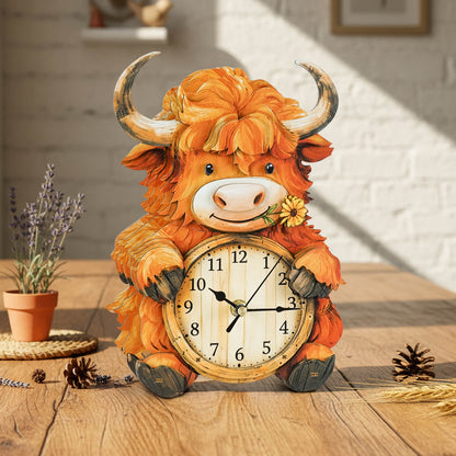 Highland Cattle – DIY Wooden Clock, 3D Puzzle Craft Kit