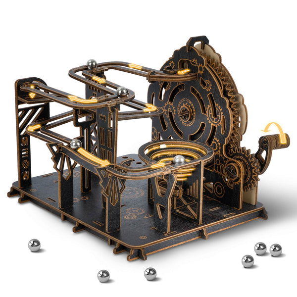 Dark Wood 3D Marble Run – DIY Wooden Puzzle Track Kit