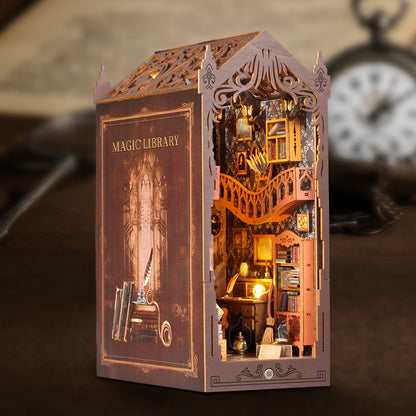 Magic House DIY Book Nook Kit, 3D wooden puzzle featuring a magical library design with intricate details.