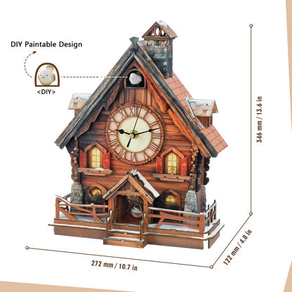 Cuckoo Chiming Swiss Chalet – DIY Wood Clock, 3D Puzzle Kit